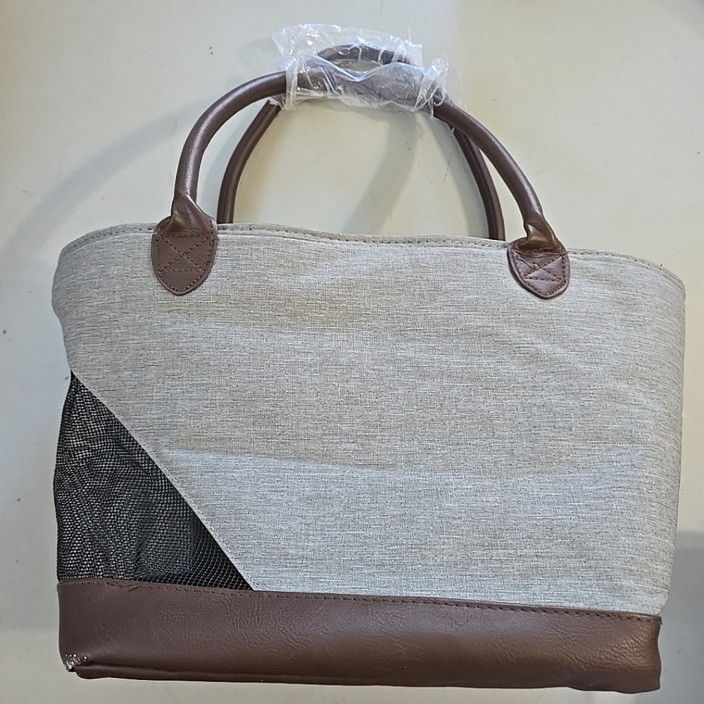 Stylish Brown and Gray Small Animal Pet Carrier Bag New Without Tags